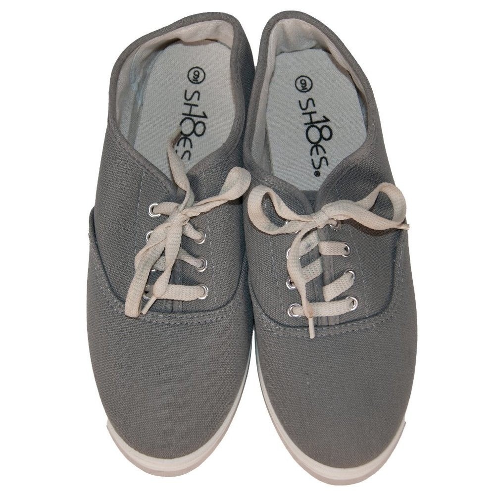 Simple Retro Grey Canvas Cotton Like New Size 9 Shoe Brand 18‎ Shoes
